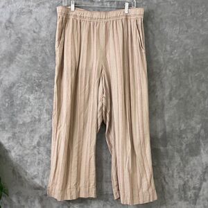 Jones New York  Striped  Wide Leg Linen Blend Pull on pants women’s  XL Comfort